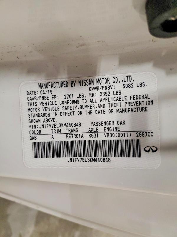 Aukcja sprzedaży 2019 Infiniti Q60, vin: JN1FV7EL3KM440848, numer aukcji: 49822046