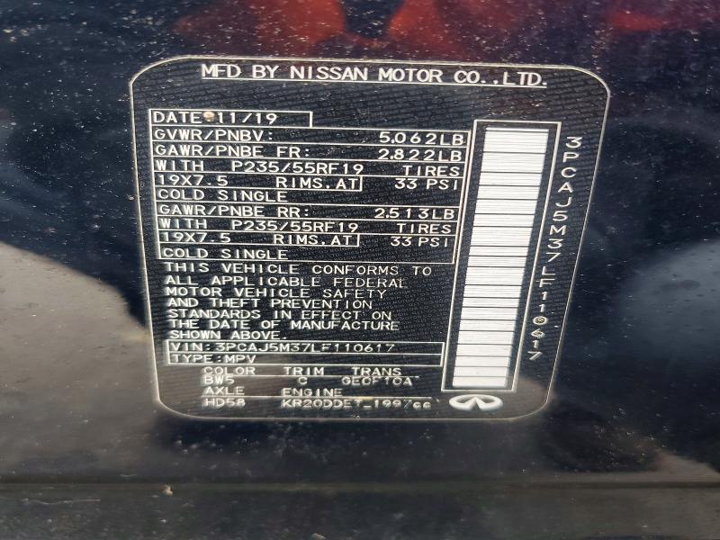 Aukcja sprzedaży 2020 Infiniti Qx50, vin: 3PCAJ5M37LF110617, numer aukcji: 52161946