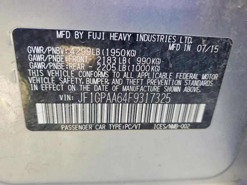Aukcja sprzedaży 2015 Subaru Impreza, vin: JF1GPAA64F9317325, numer aukcji: 50642196