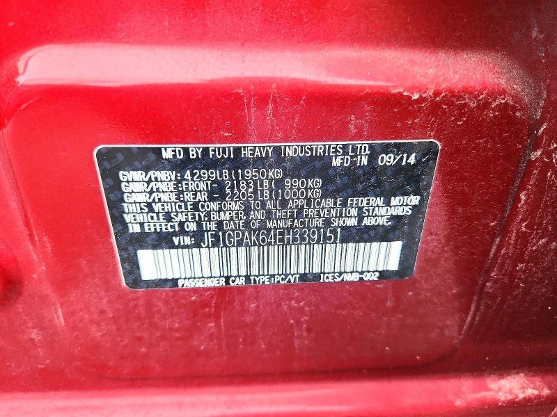 Продаж на аукціоні авто 2014 Subaru Impreza, vin: JF1GPAK64EH339151, номер лоту: 46849546