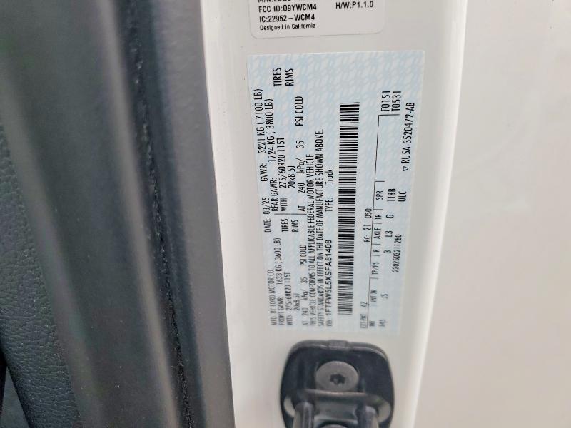 Продажа на аукционе авто 2025 Ford F150, vin: 1FTFW5L5XSFA81408, номер лота: 50548436