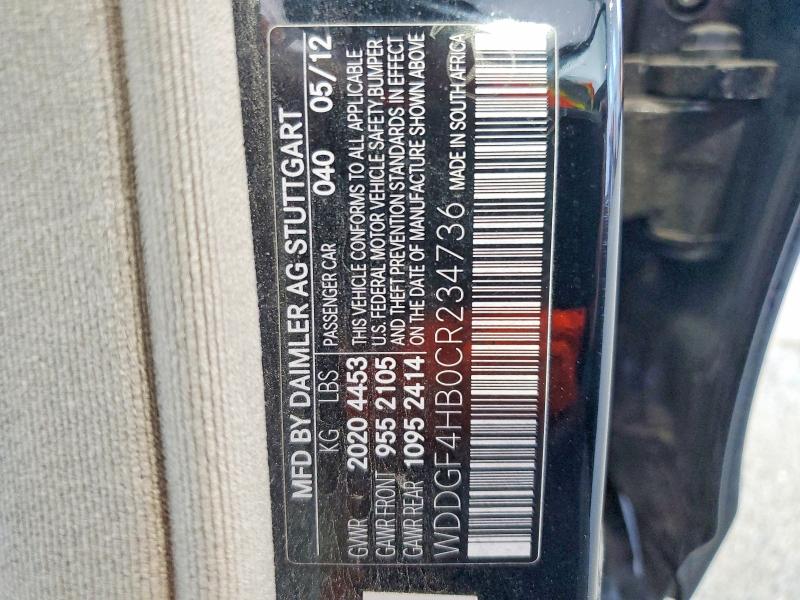 2012 Mercedes-benz C მანქანა იყიდება აუქციონზე, vin: WDDGF4HB0CR234736, აუქციონის ნომერი: 50750246