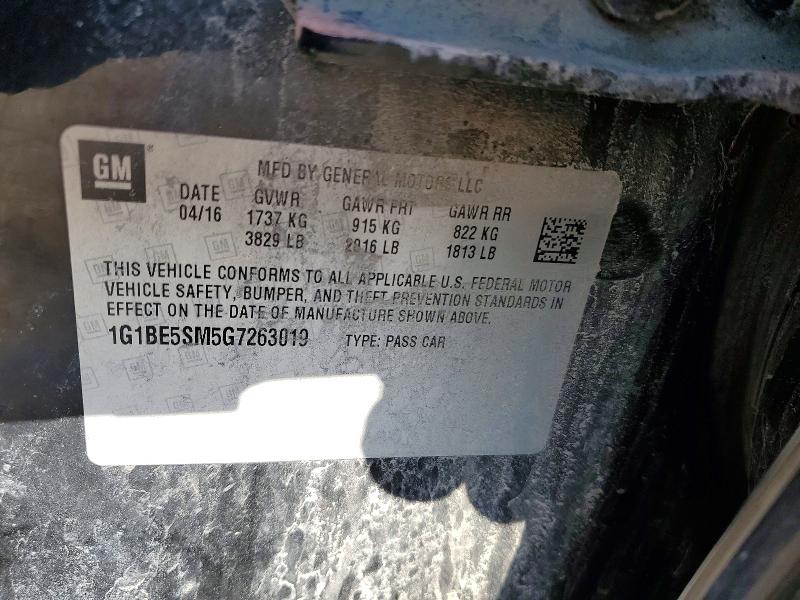 2016 Chevrolet Cruze მანქანა იყიდება აუქციონზე, vin: 1G1BE5SM5G7263019, აუქციონის ნომერი: 48687056