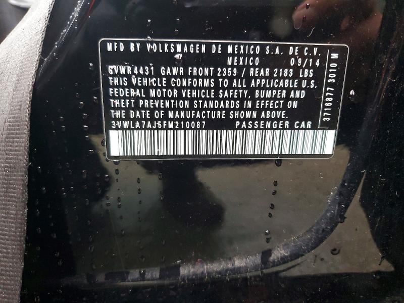 50791896 :رقم المزاد ، 3VWLA7AJ5FM210087 vin ، 2015 Volkswagen Jetta مزاد بيع