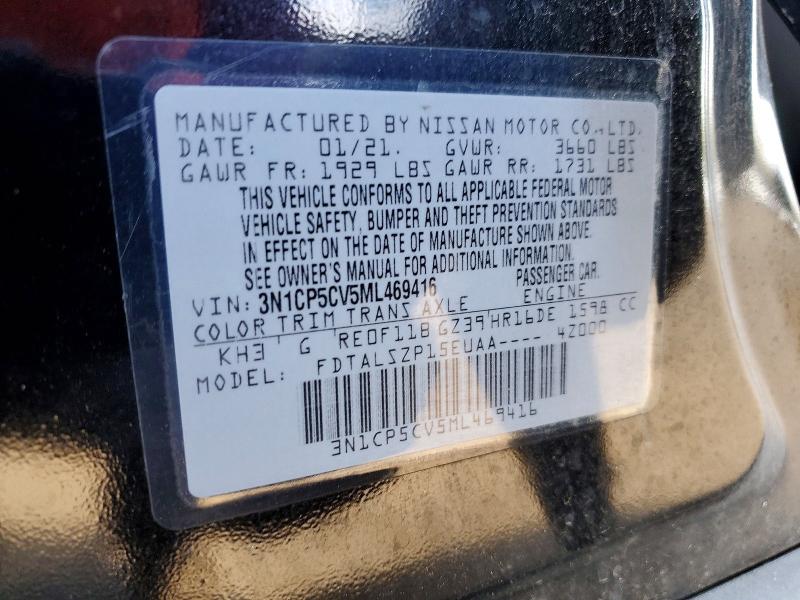 Aukcja sprzedaży 2021 Nissan Kicks, vin: 3N1CP5CV5ML469416, numer aukcji: 50727096