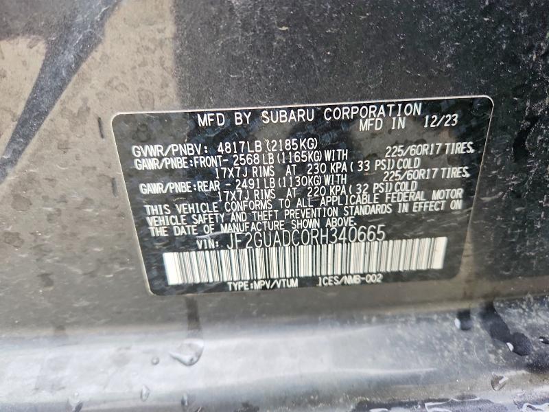 Продаж на аукціоні авто 2024 Subaru Crosstrek, vin: JF2GUADC0RH340665, номер лоту: 48395316