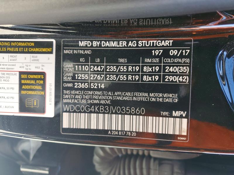 Aukcja sprzedaży 2018 Mercedes-benz Glc, vin: WDC0G4KB3JV035860, numer aukcji: 48992866