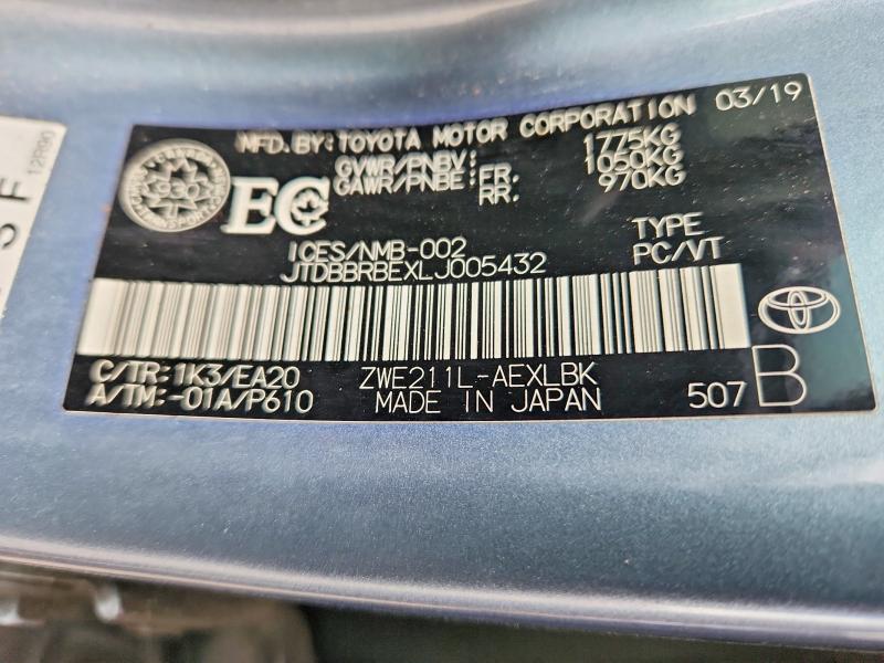 50304286 :رقم المزاد ، JTDBBRBEXLJ005432 vin ، 2020 Toyota Corolla مزاد بيع