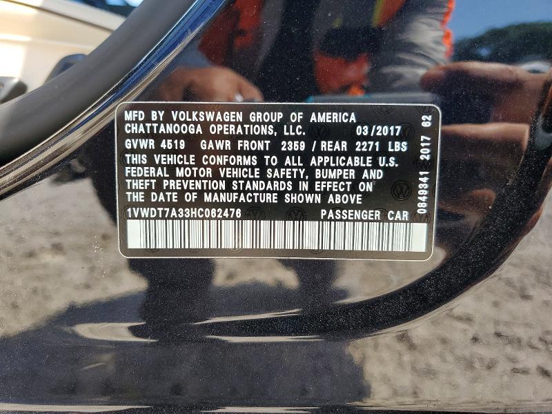 Продаж на аукціоні авто 2017 Volkswagen Passat, vin: 1VWDT7A33HC062476, номер лоту: 52051636