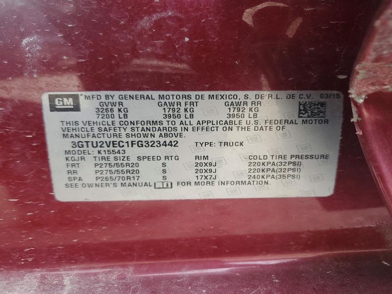 Продажа на аукционе авто 2015 Gmc Sierra, vin: 3GTU2VEC1FG323442, номер лота: 47988286