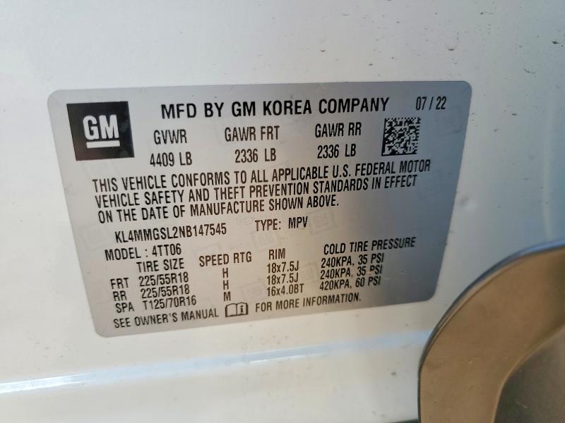 Aukcja sprzedaży 2022 Buick Encore Gx, vin: KL4MMGSL2NB147545, numer aukcji: 50850236