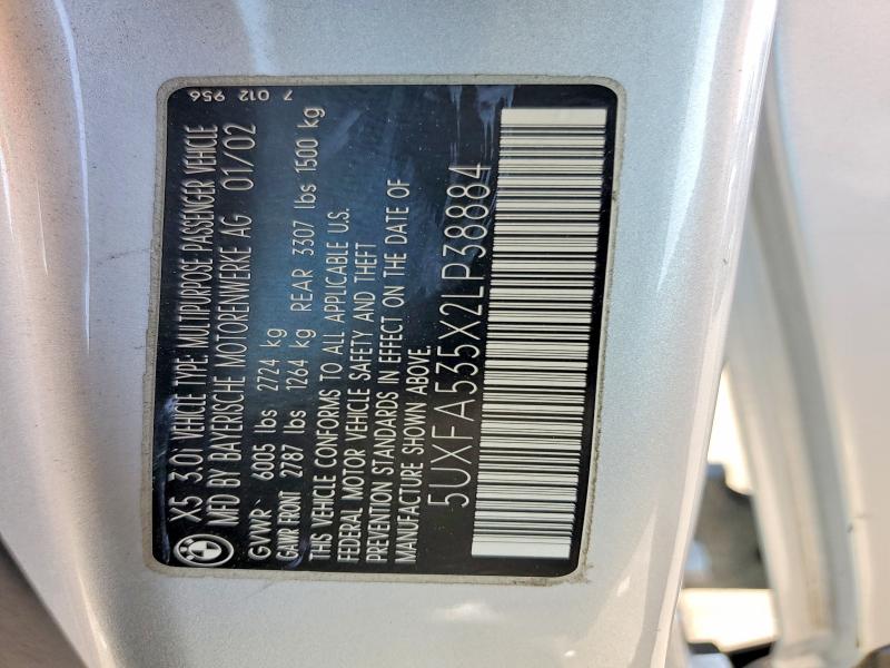 Aukcja sprzedaży 2002 Bmw X5, vin: 5UXFA535X2LP38884, numer aukcji: 50723536