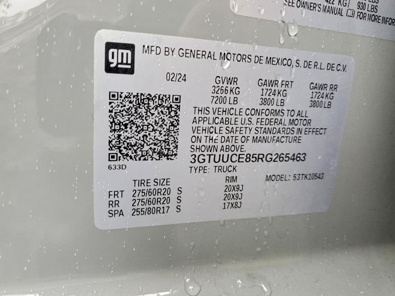 Aukcja sprzedaży 2024 Gmc Sierra, vin: 3GTUUCE85RG265463, numer aukcji: 51747136