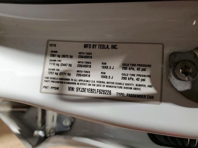 Продажа на аукционе авто 2020 Tesla Model 3, vin: 5YJ3E1EB2LF628226, номер лота: 51862236