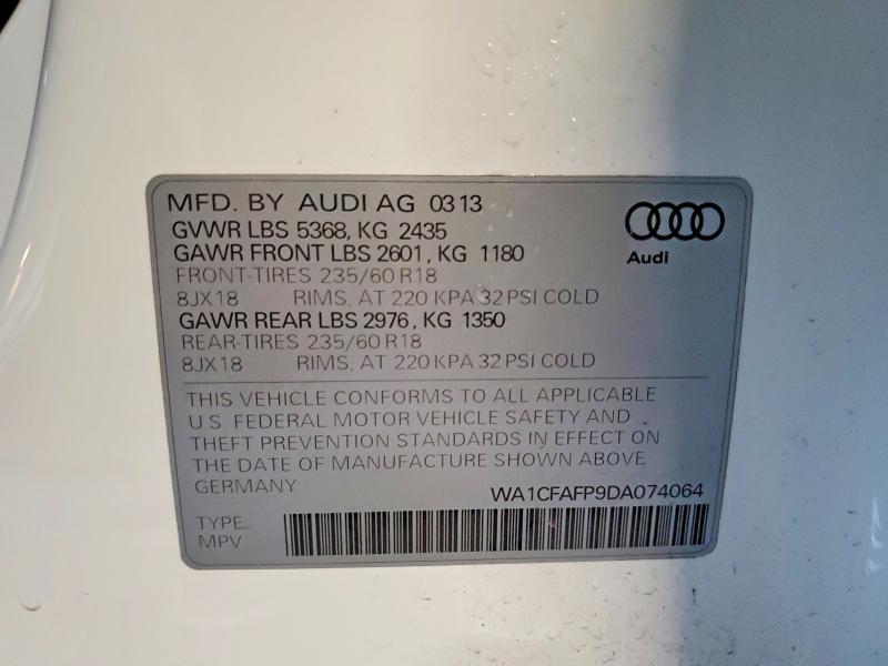 Aukcja sprzedaży 2013 Audi Q5, vin: WA1CFAFP9DA074064, numer aukcji: 50405976