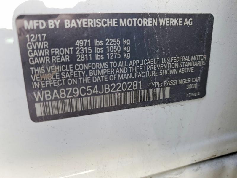 2018 Bmw 330 მანქანა იყიდება აუქციონზე, vin: WBA8Z9C54JB220281, აუქციონის ნომერი: 49152766