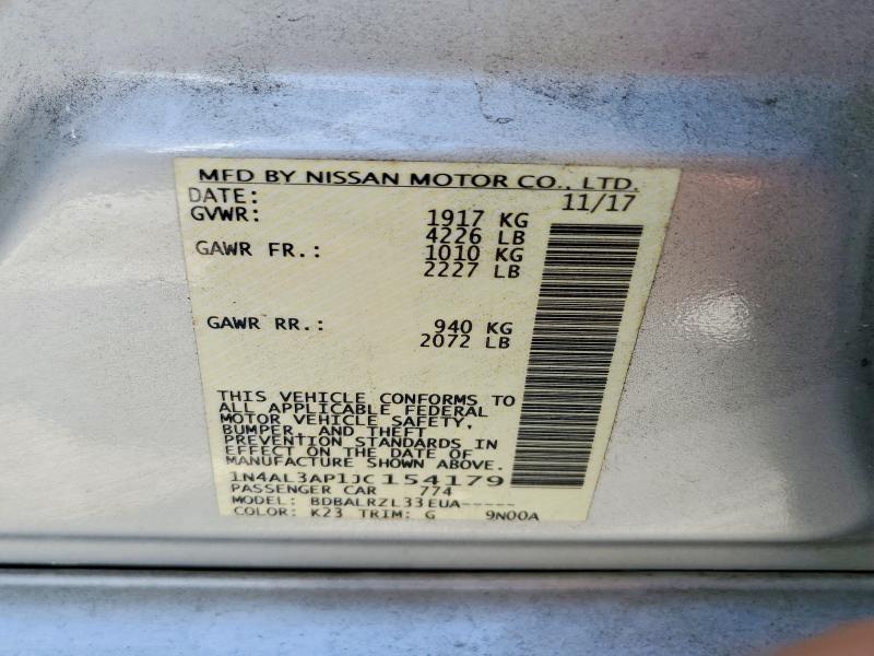 Продаж на аукціоні авто 2018 Nissan Altima, vin: 1N4AL3AP1JC154179, номер лоту: 49737506