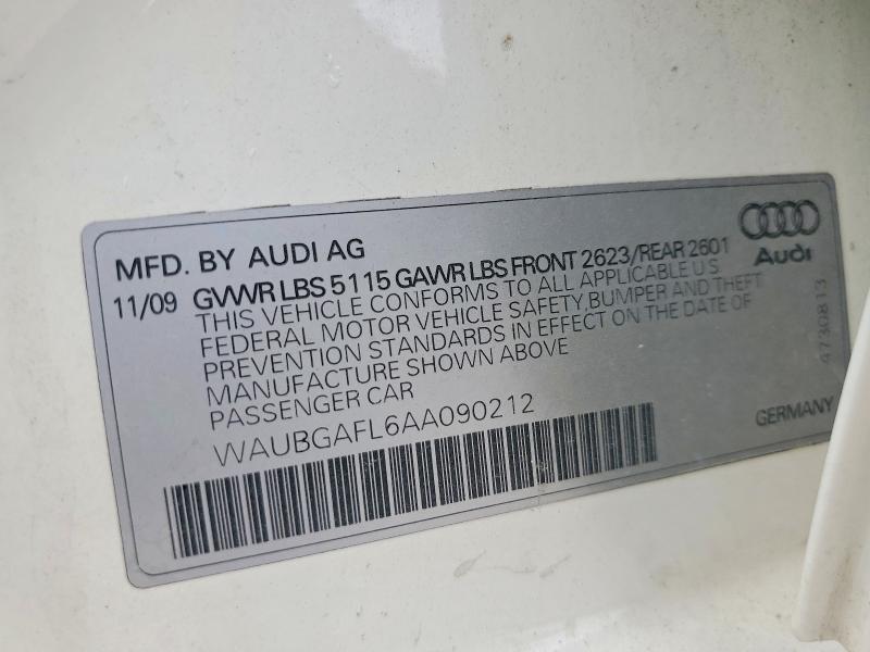 2010 Audi S4 მანქანა იყიდება აუქციონზე, vin: WAUBGAFL6AA090212, აუქციონის ნომერი: 48516056