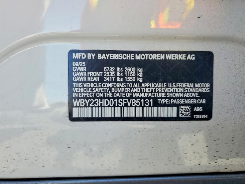 Продаж на аукціоні авто 2025 Bmw I4, vin: WBY23HD01SFV85131, номер лоту: 48975666
