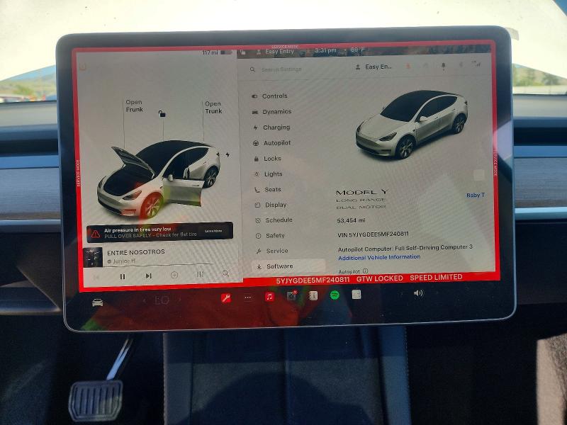 2021 Tesla Model Y მანქანა იყიდება აუქციონზე, vin: 5YJYGDEE5MF240811, აუქციონის ნომერი: 48530556