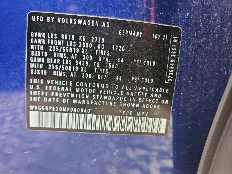 Продаж на аукціоні авто 2021 Volkswagen Id.4, vin: WVGGNPE20MP060940, номер лоту: 49138596