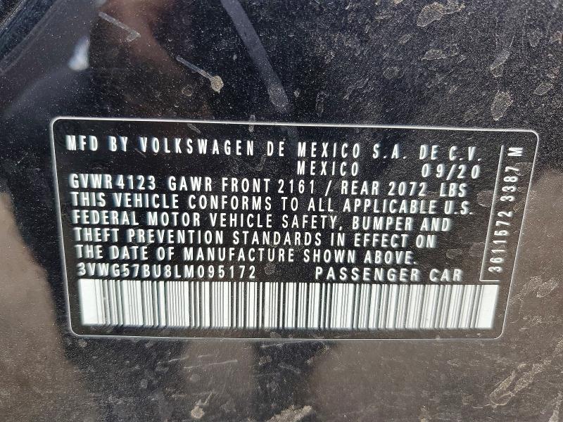 49399136 :رقم المزاد ، 3VWG57BU8LM095172 vin ، 2020 Volkswagen Jetta مزاد بيع