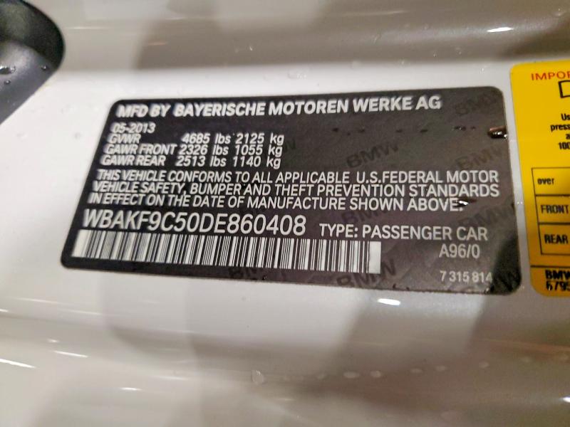 50907906 :رقم المزاد ، WBAKF9C50DE860408 vin ، 2013 Bmw 335 مزاد بيع