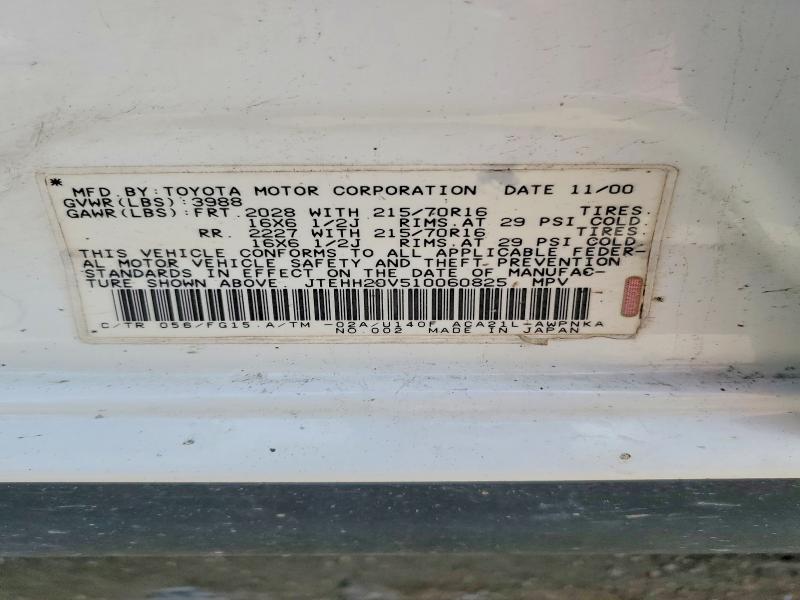 Aukcja sprzedaży 2001 Toyota Rav4, vin: JTEHH20V510060825, numer aukcji: 51776286