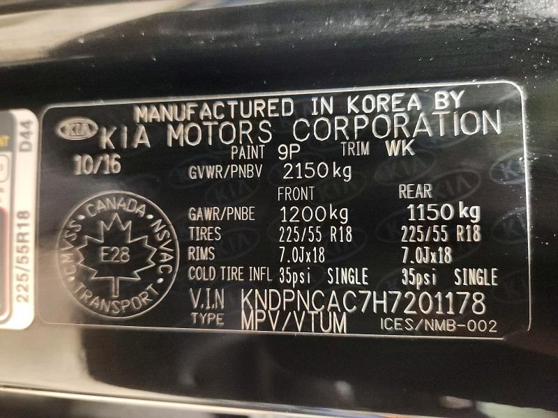 Продаж на аукціоні авто 2017 Kia Sportage, vin: KNDPNCAC7H7201178, номер лоту: 45607756