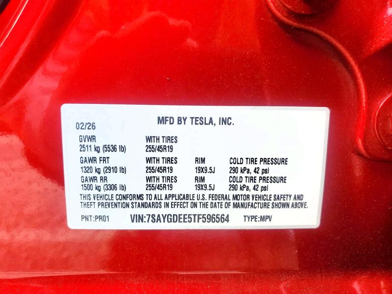 Продажа на аукционе авто 2026 Tesla Model Y, vin: 7SAYGDEE5TF596564, номер лота: 50666556