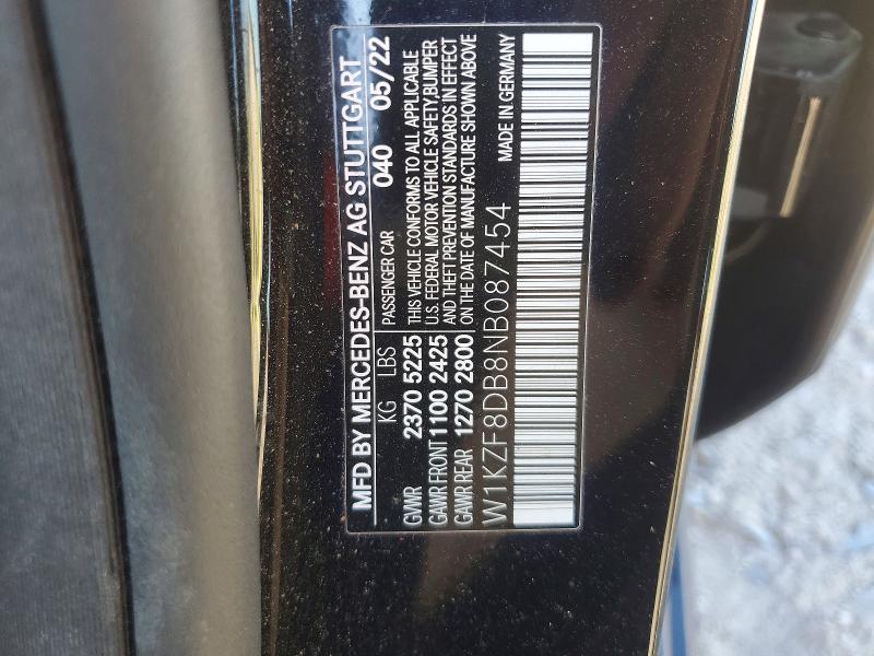 2022 Mercedes-benz E მანქანა იყიდება აუქციონზე, vin: W1KZF8DB8NB087454, აუქციონის ნომერი: 49008096