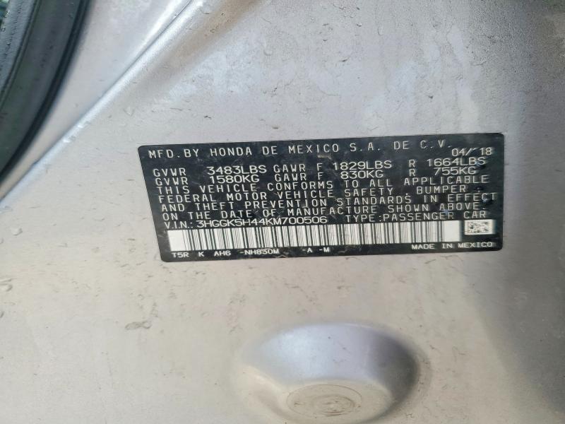 Продажа на аукционе авто 2019 Honda Fit, vin: 3HGGK5H44KM700506, номер лота: 49116026