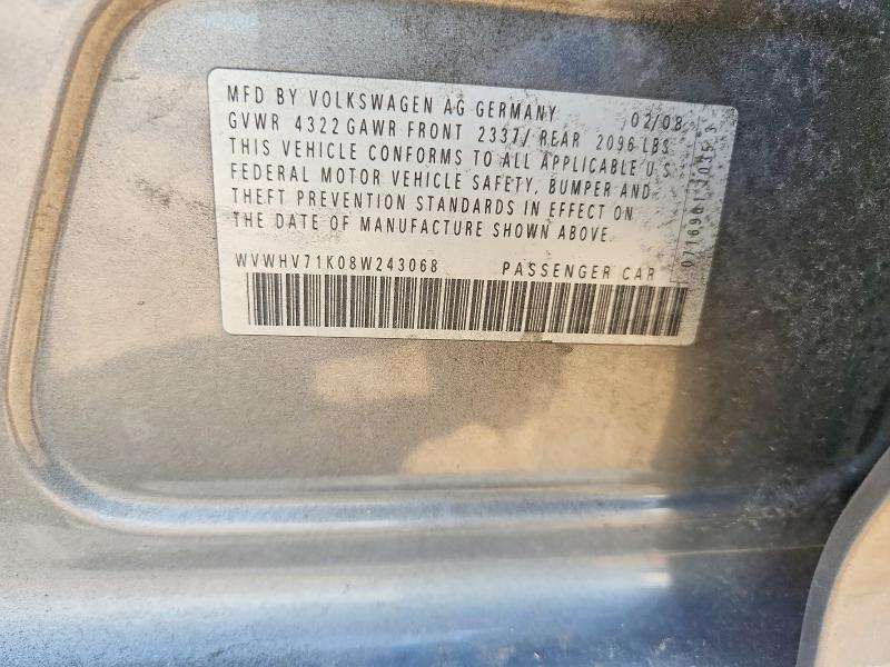 Aukcja sprzedaży 2008 Volkswagen Gti, vin: WVWHV71K08W243068, numer aukcji: 50941436