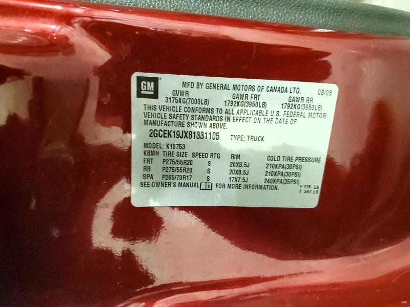 50627646 :رقم المزاد ، 2GCEK19JX81331105 vin ، 2008 Chevrolet Silverado مزاد بيع