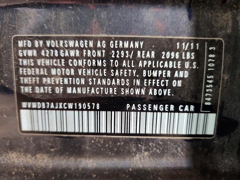 49659836 :رقم المزاد ، WVWDB7AJXCW190578 vin ، 2012 Volkswagen Golf 2.5 4dr Hatchba مزاد بيع