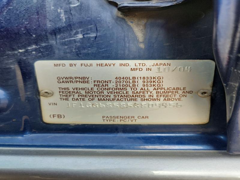 Продажа на аукционе авто 2005 Subaru Impreza, vin: JF1GG68585G809456, номер лота: 49010996
