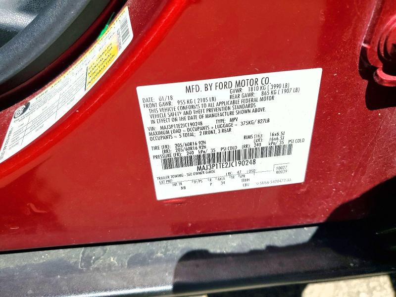 Aukcja sprzedaży 2018 Ford Ecosport, vin: MAJ3P1TE2JC190248, numer aukcji: 51424346