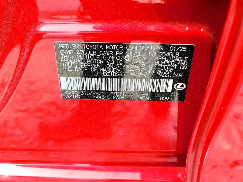 51875366 :رقم المزاد ، JTHBZ1B28S5084253 vin ، 2025 Lexus Is 350 مزاد بيع