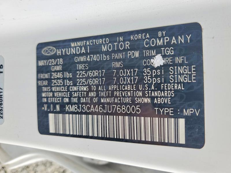 48873986 :رقم المزاد ، KM8J3CA46JU768005 vin ، 2018 Hyundai Tucson مزاد بيع