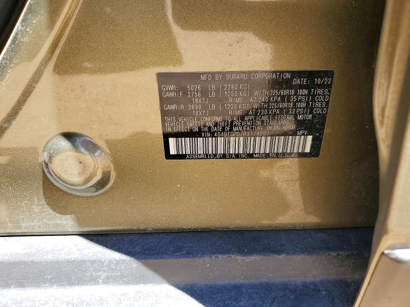 Aukcja sprzedaży 2024 Subaru Outback, vin: 4S4BTGPD7R3179081, numer aukcji: 51098466