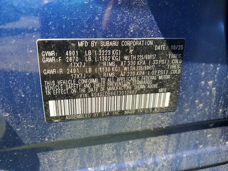 2026 Subaru Forester მანქანა იყიდება აუქციონზე, vin: 4S4SLDB66T3012807, აუქციონის ნომერი: 51057076