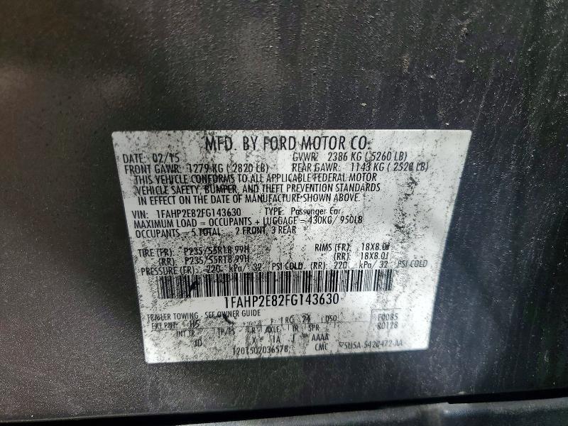 49105326 :رقم المزاد ، 1FAHP2E82FG143630 vin ، 2015 Ford Taurus مزاد بيع