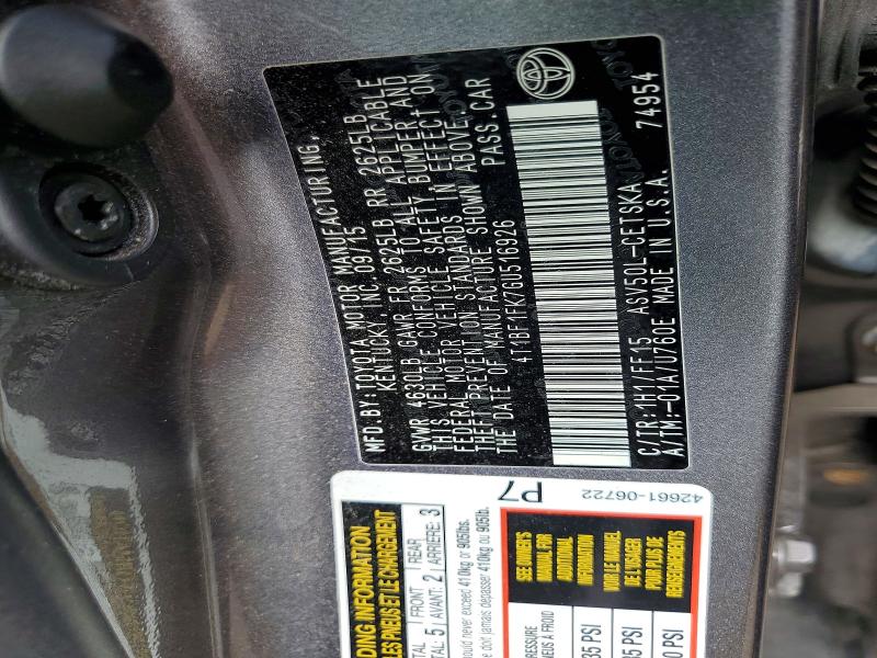 Продаж на аукціоні авто 2016 Toyota Camry, vin: 4T1BF1FK7GU516926, номер лоту: 50778346