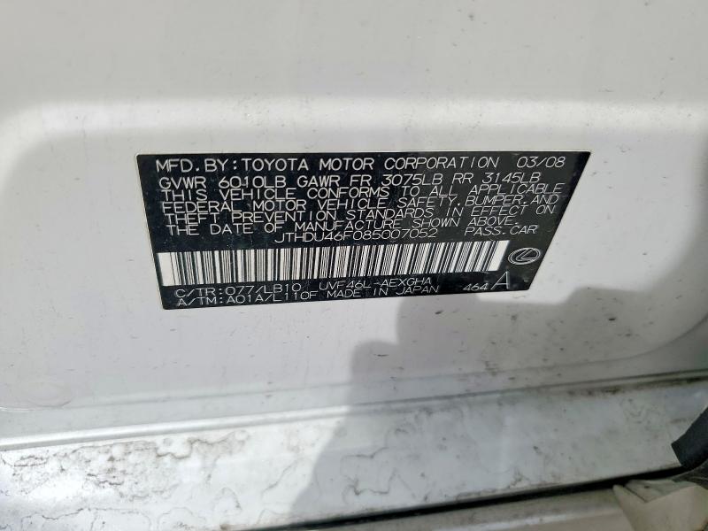 Aukcja sprzedaży 2008 Lexus Ls, vin: JTHDU46F085007052, numer aukcji: 49792086