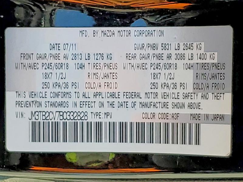 49045446 :رقم المزاد ، JM3TB2CV7B0332828 vin ، 2011 Mazda Cx-9 مزاد بيع