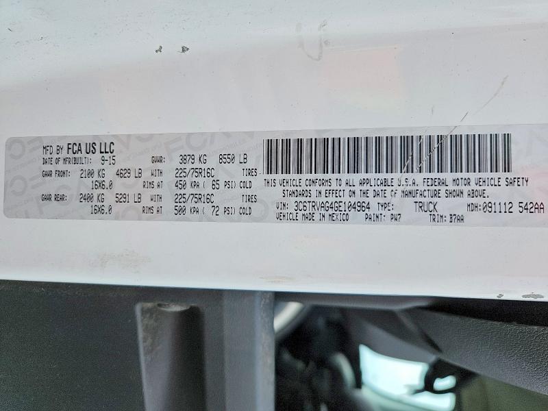 Продаж на аукціоні авто 2016 Ram Promaster 1500, vin: 3C6TRVAG4GE104964, номер лоту: 49409316