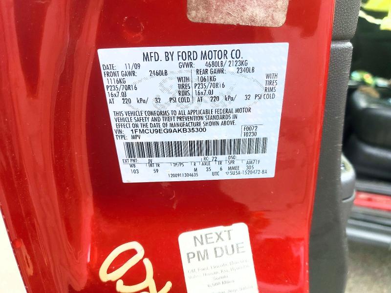 2010 Ford Escape მანქანა იყიდება აუქციონზე, vin: 1FMCU9EG9AKB35300, აუქციონის ნომერი: 48620786