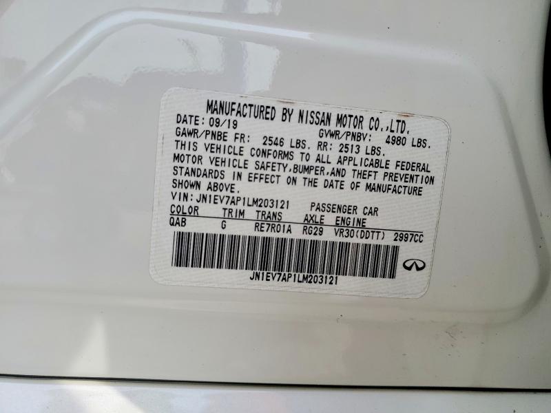 2020 Infiniti Q50 მანქანა იყიდება აუქციონზე, vin: JN1EV7AP1LM203121, აუქციონის ნომერი: 51504016