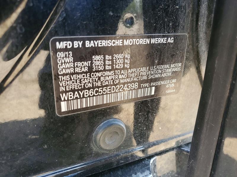 2014 Bmw 750 მანქანა იყიდება აუქციონზე, vin: WBAYB6C55ED224398, აუქციონის ნომერი: 50743816