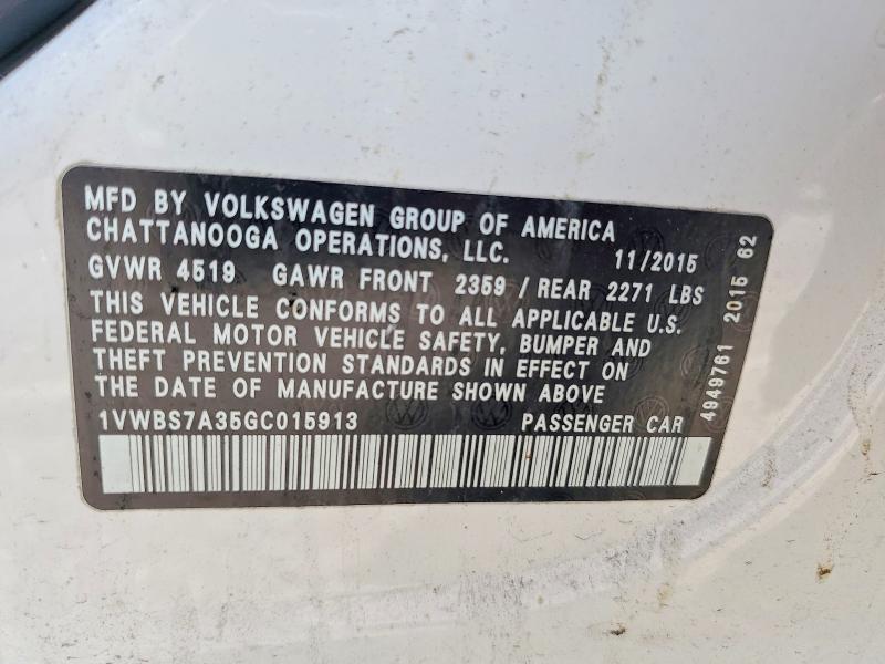 Aukcja sprzedaży 2016 Volkswagen Passat, vin: 1VWBS7A35GC015913, numer aukcji: 49343356